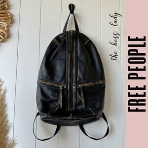 Free People Black Leather Backpack